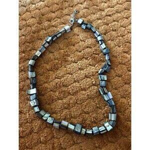 Vintage Single Strand Abalone Beaded Chucky Shell 16” Necklace Choker